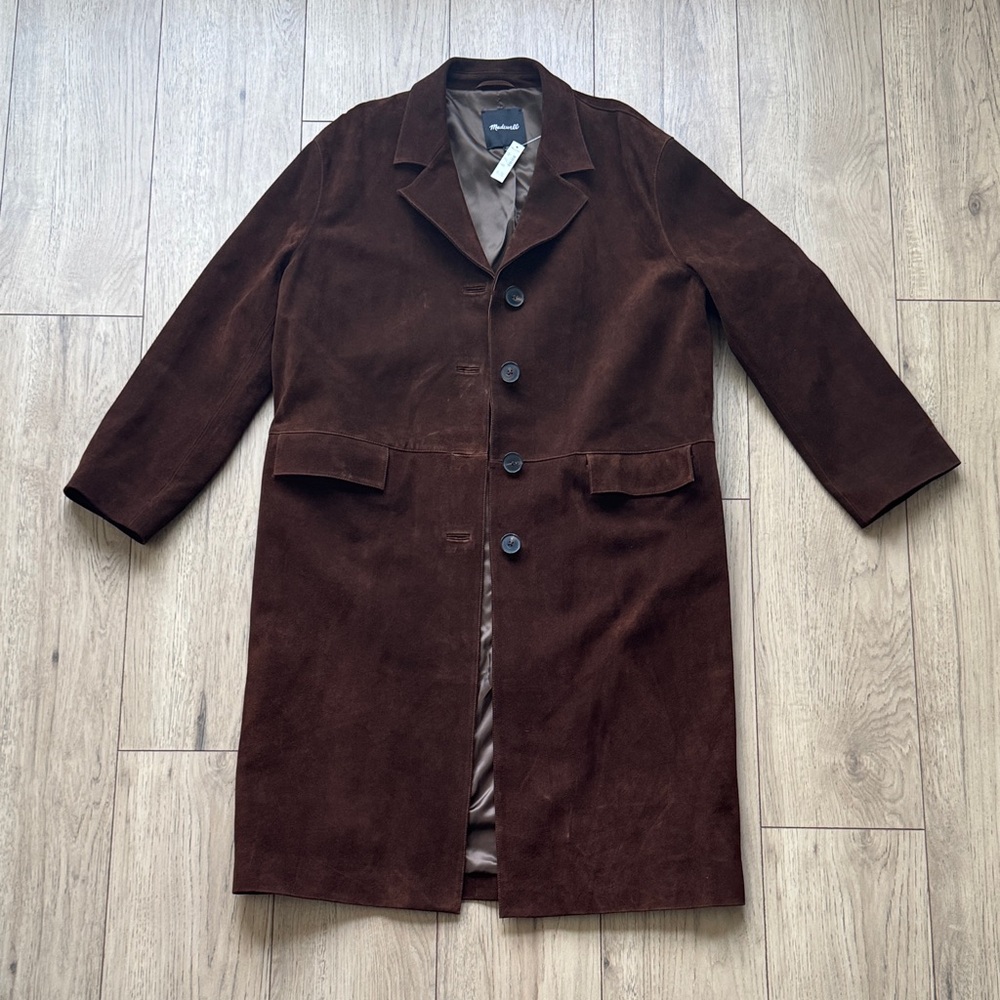 Madewell Single-Breasted Topcoat in Suede Women’s XL Brown Dark Roast NWT